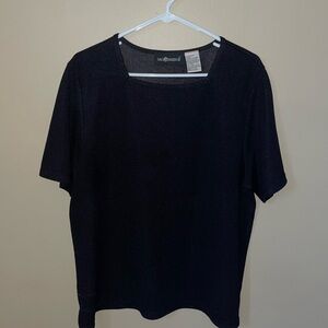 Sag Harbor Classic Black square neck Short Sleeve shirt size XL